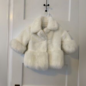 White faux fur coat NWT
